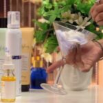 hair spa product creatively pouring in glass by staff