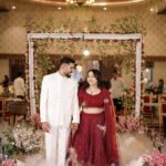 happy couple walking in their wedding