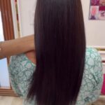 straight , silky hair of women showing